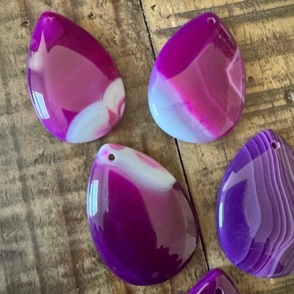 Large Tear Drop Violet Banded Agate Pendant/Cabochon - Picture 2 of 4